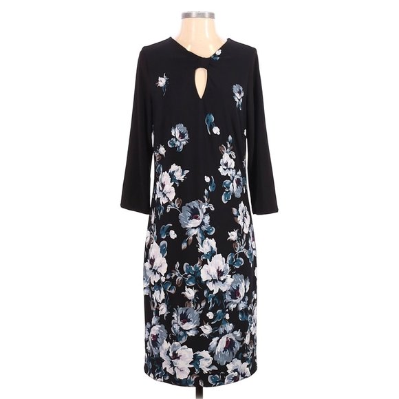 WHBM Reversible Floral/Solid Knit Sheath Dress S - Picture 4 of 11